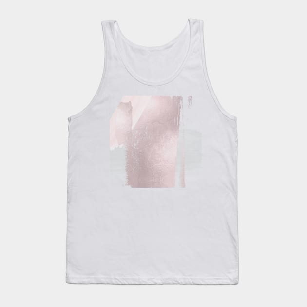 Rose Gold Faux Metallic Watercolor Brush Strokes Tank Top by PixDezines